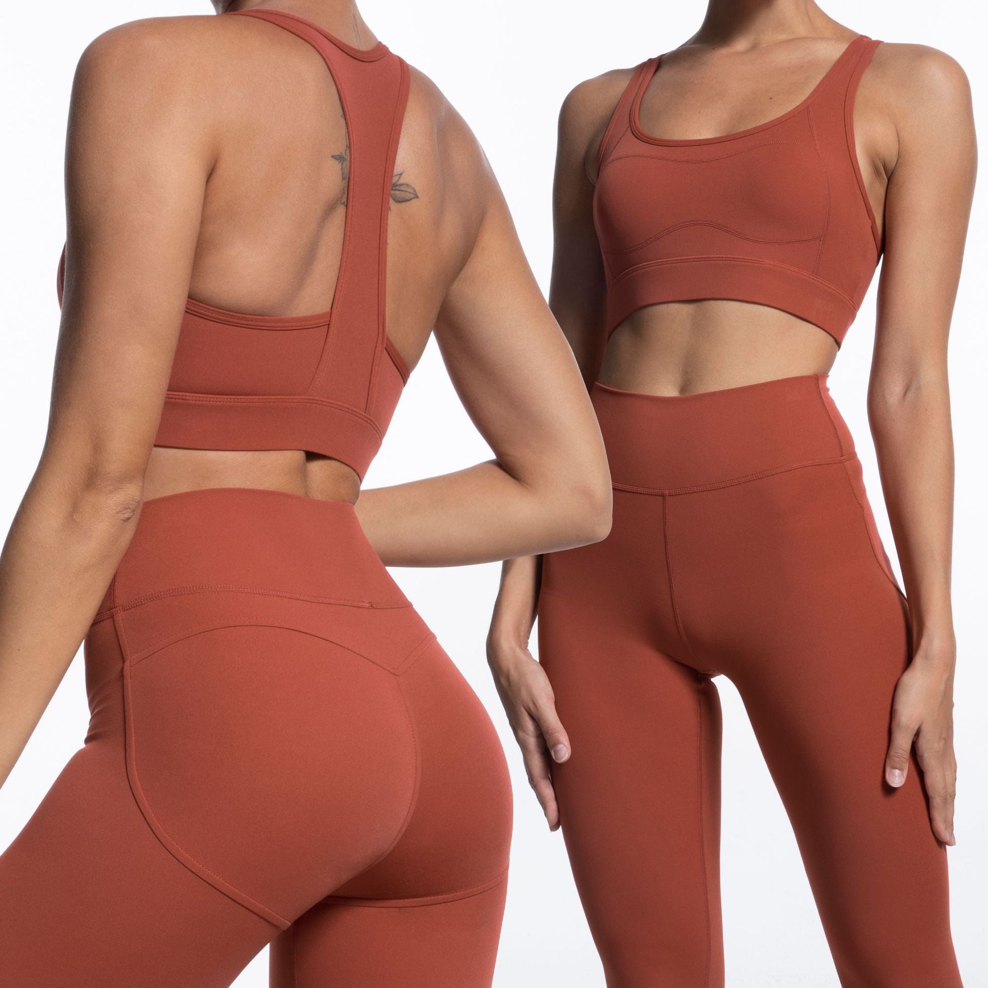 Women's Workout Outfit 2 Pieces Tracksuit- Yoga Leggings and Stretch Sports Bra Gym Clothes Set