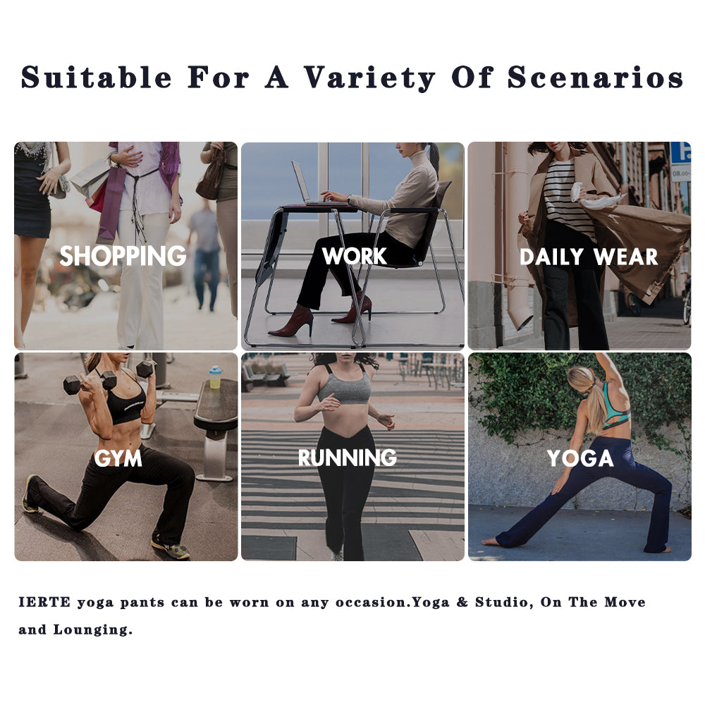 Women's Bootcut Yoga Pants with Pockets, High Waisted Tummy Control Workout Bootleg Pants Flared Work Dress Pants