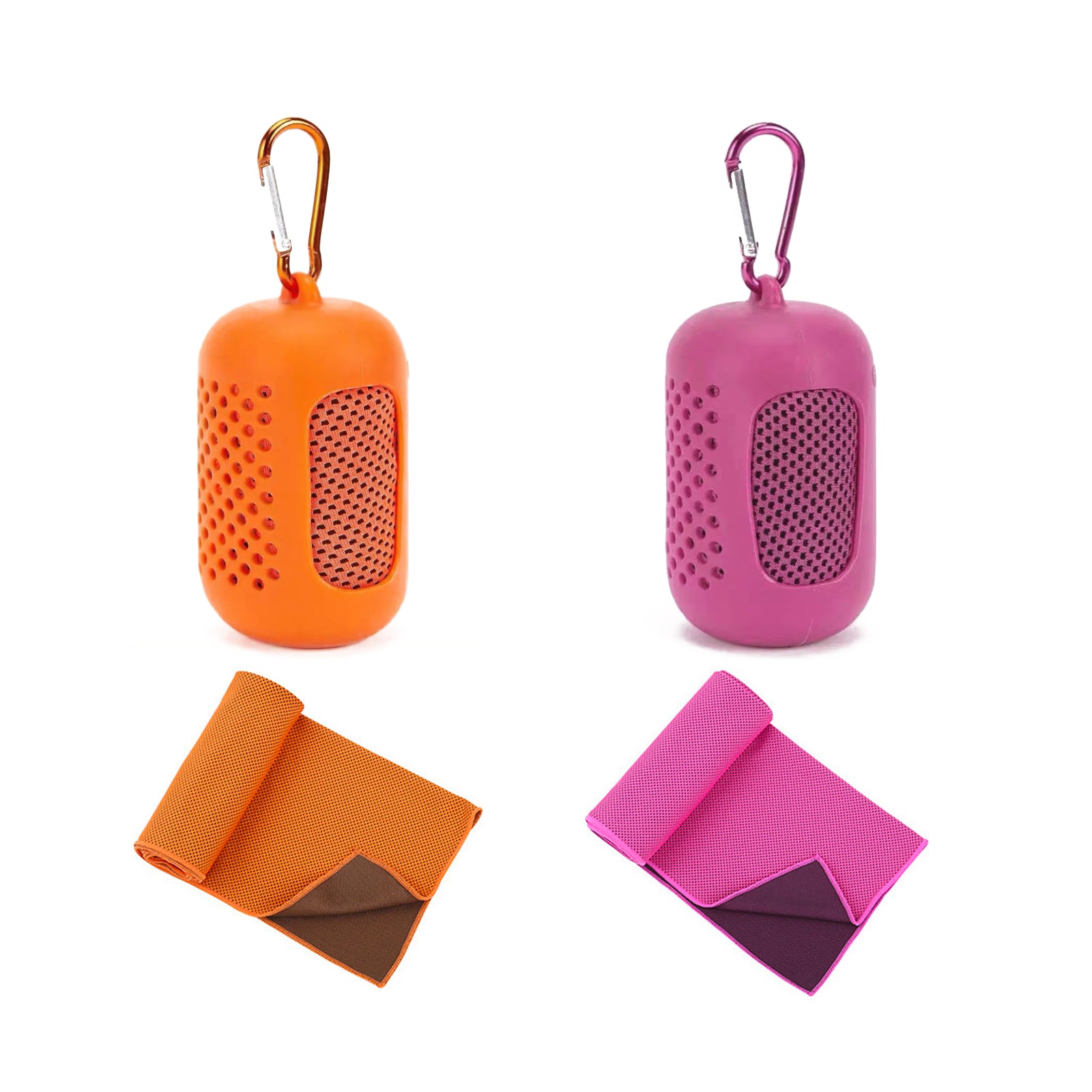 Cooling Towel 2 Pack,Sweat Towel for Athletes Cool Towels for Neck and Face Travel Camping Sports Towel Ice Towel for Instant Cooling Soft Breathable Chilly Towel (Orange&Purple, Microfiber)