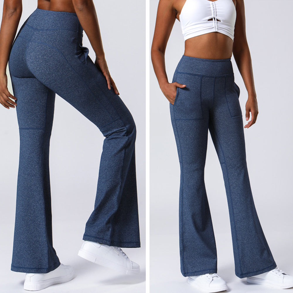 Women's Bootcut Yoga Pants with Pockets, High Waisted Tummy Control Workout Bootleg Pants Flared Work Dress Pants