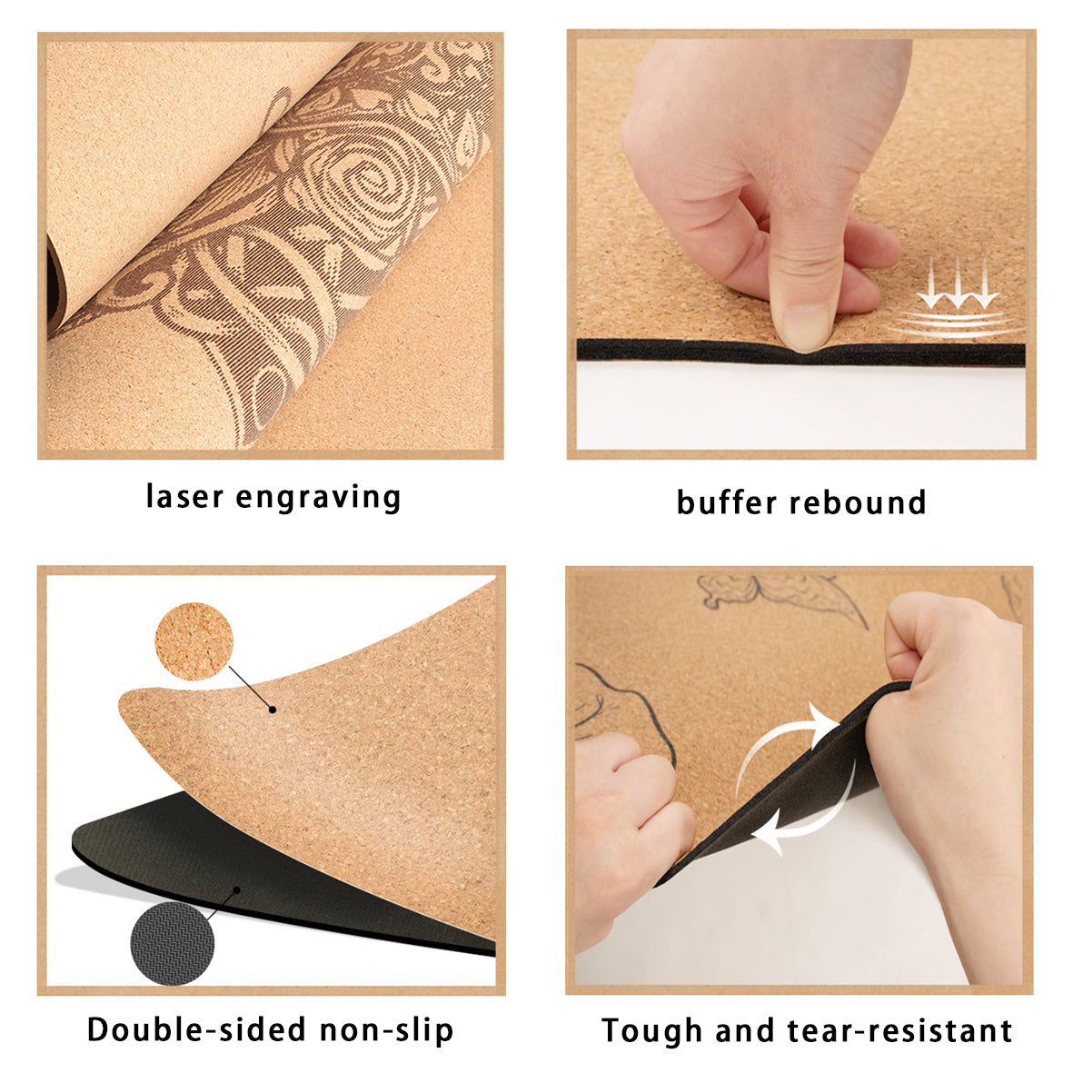 Natural Rubber Cork Large Cork Yoga mat Tall People Natural Rubber Men Women Long Yoga Mats Eco-friendly Yoga Mat Very Long Wide Sustainable Yoga Mats Large X-Large Biodegradable Yoga mat