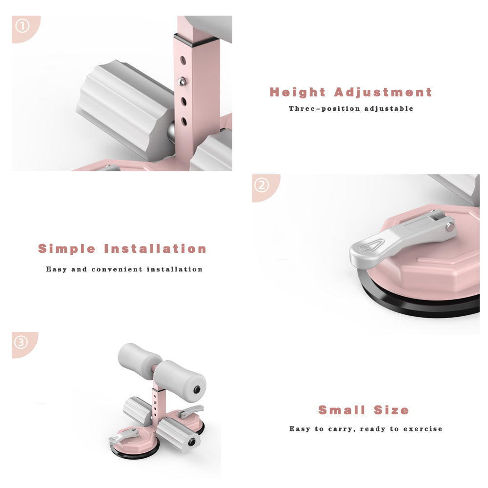 Sit-up aid, portable sit-up exercise equipment with 2 strong suction cups and adjustable stand