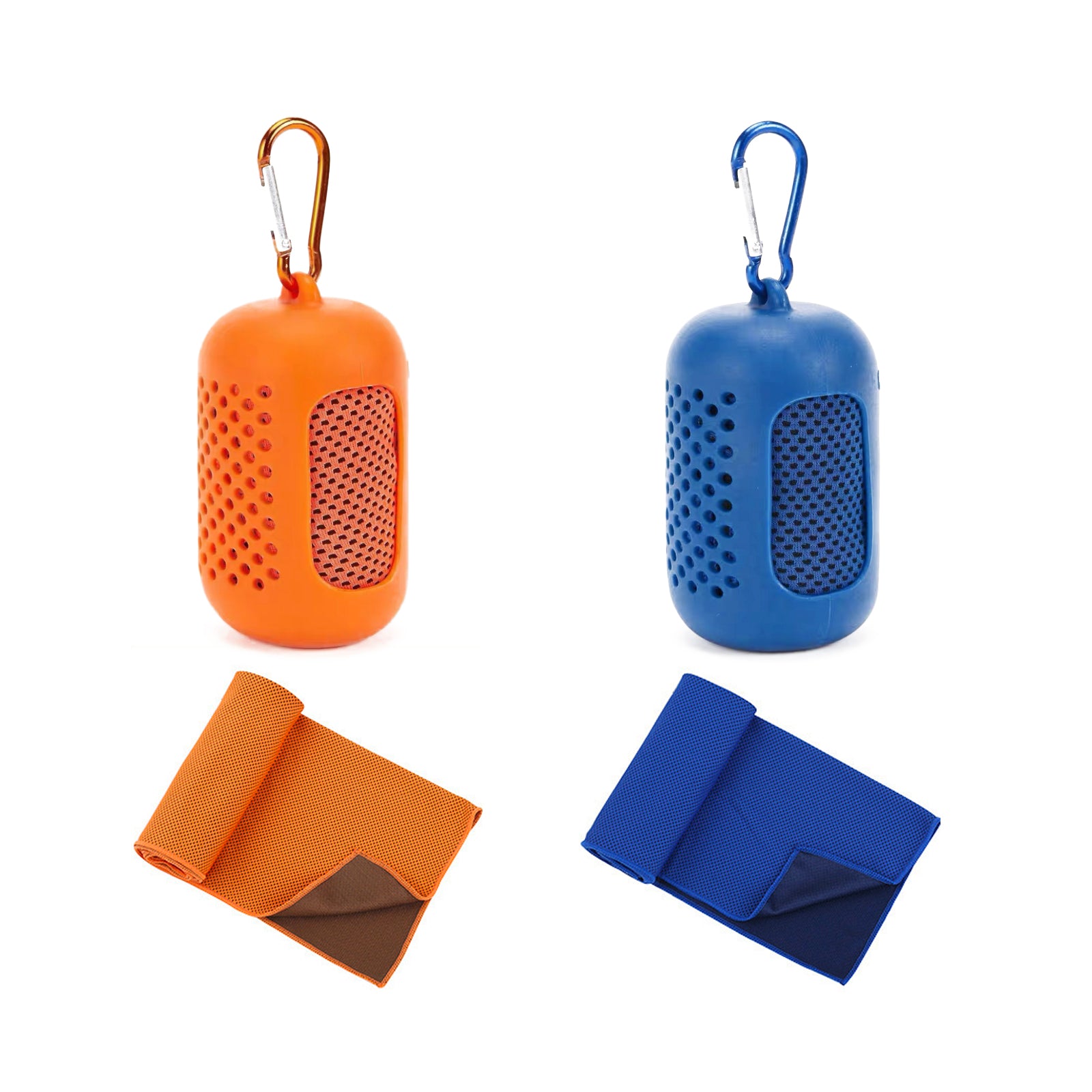 Cooling Towel 2 Pack,Sweat Towel for Athletes Cool Towels for Neck and Face Travel Camping Sports Towel Ice Towel for Instant Cooling Soft Breathable Chilly Towel (Orange&Purple, Microfiber)