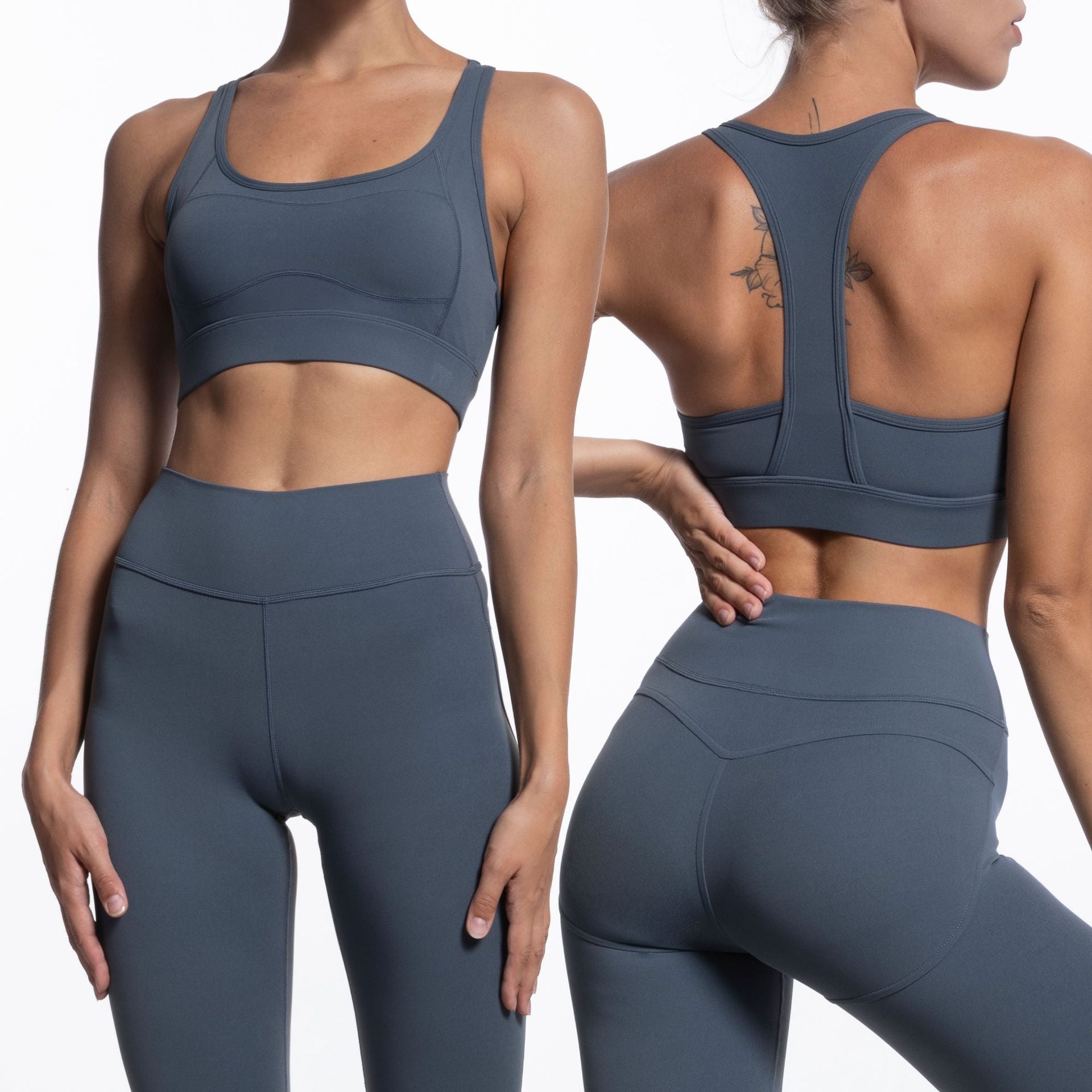 Women's Workout Outfit 2 Pieces Tracksuit- Yoga Leggings and Stretch Sports Bra Gym Clothes Set