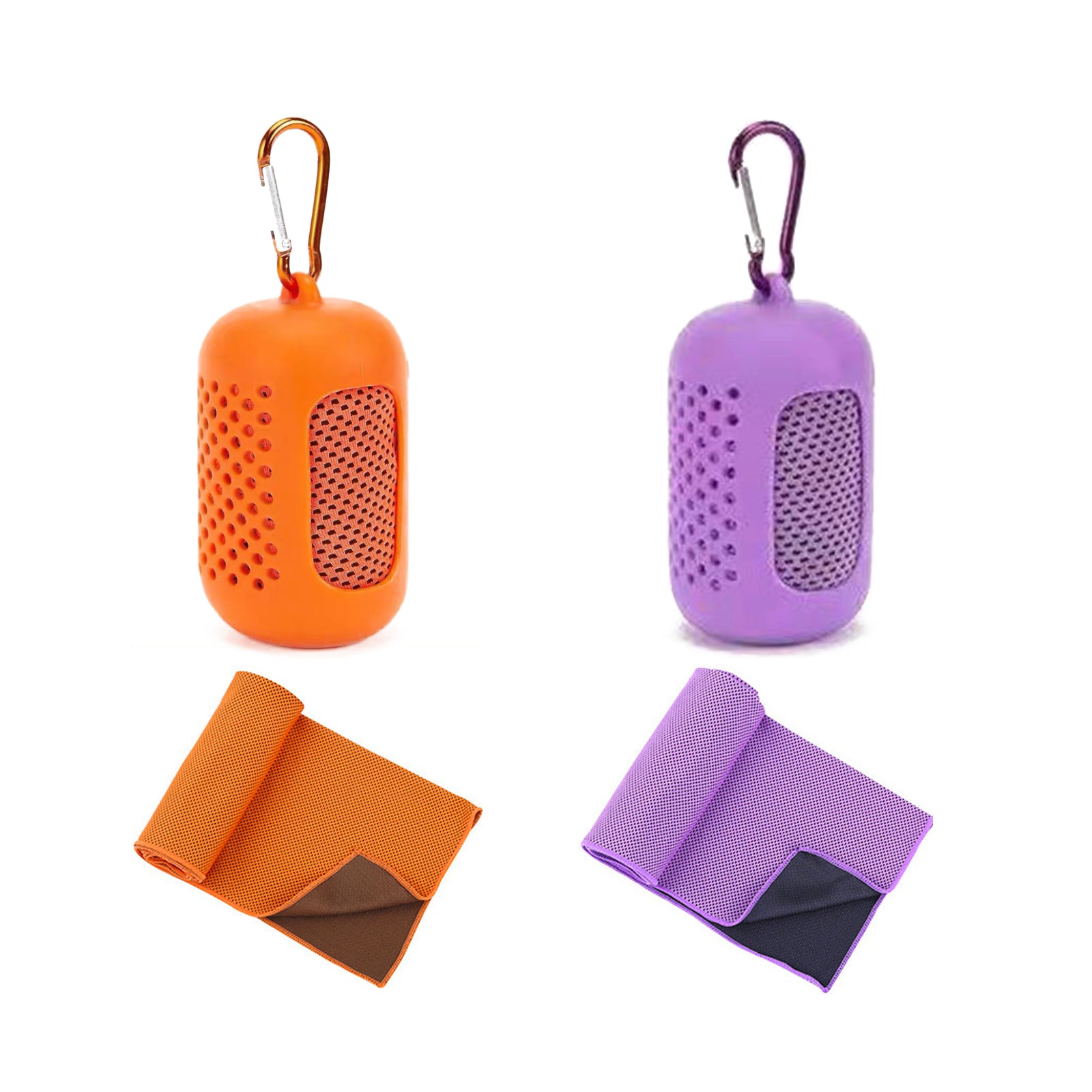 Cooling Towel 2 Pack,Sweat Towel for Athletes Cool Towels for Neck and Face Travel Camping Sports Towel Ice Towel for Instant Cooling Soft Breathable Chilly Towel (Orange&Purple, Microfiber)