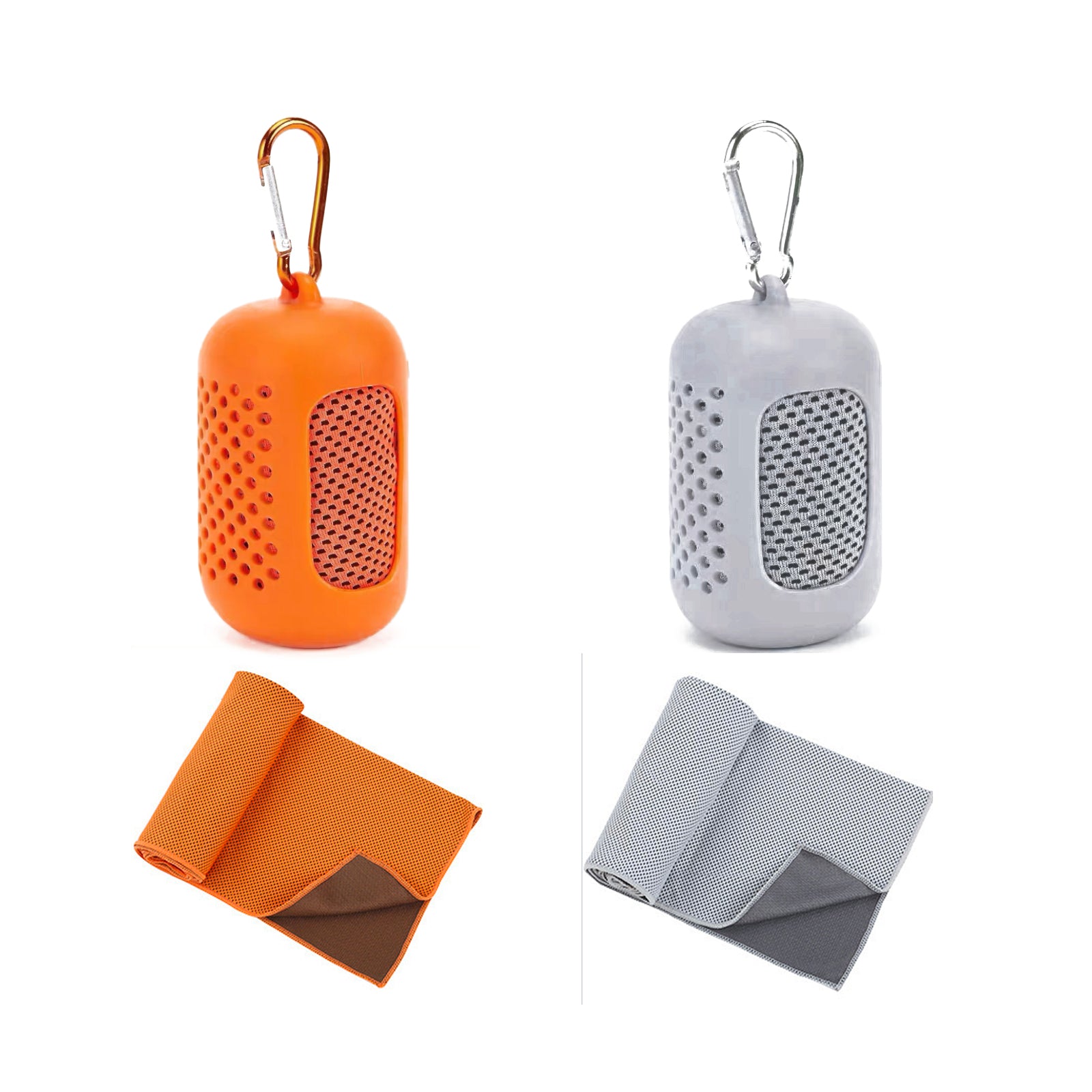 Cooling Towel 2 Pack,Sweat Towel for Athletes Cool Towels for Neck and Face Travel Camping Sports Towel Ice Towel for Instant Cooling Soft Breathable Chilly Towel (Orange&Purple, Microfiber)