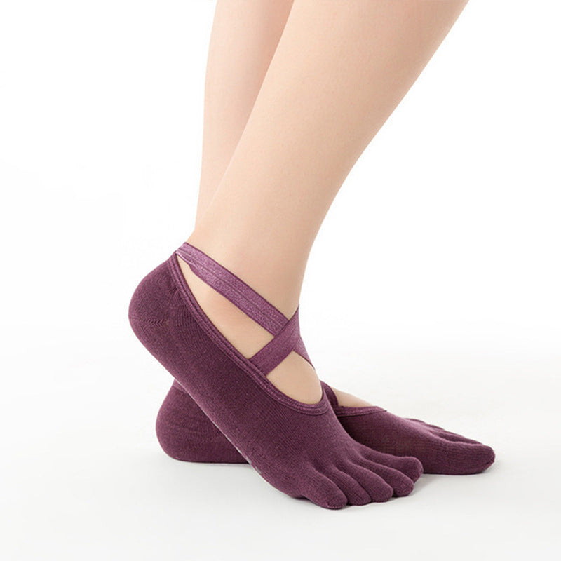 Yoga Socks for Women Non-Slip Grips & Straps, Ideal for Pilates, Pure Barre, Ballet, Dance, Barefoot Workout