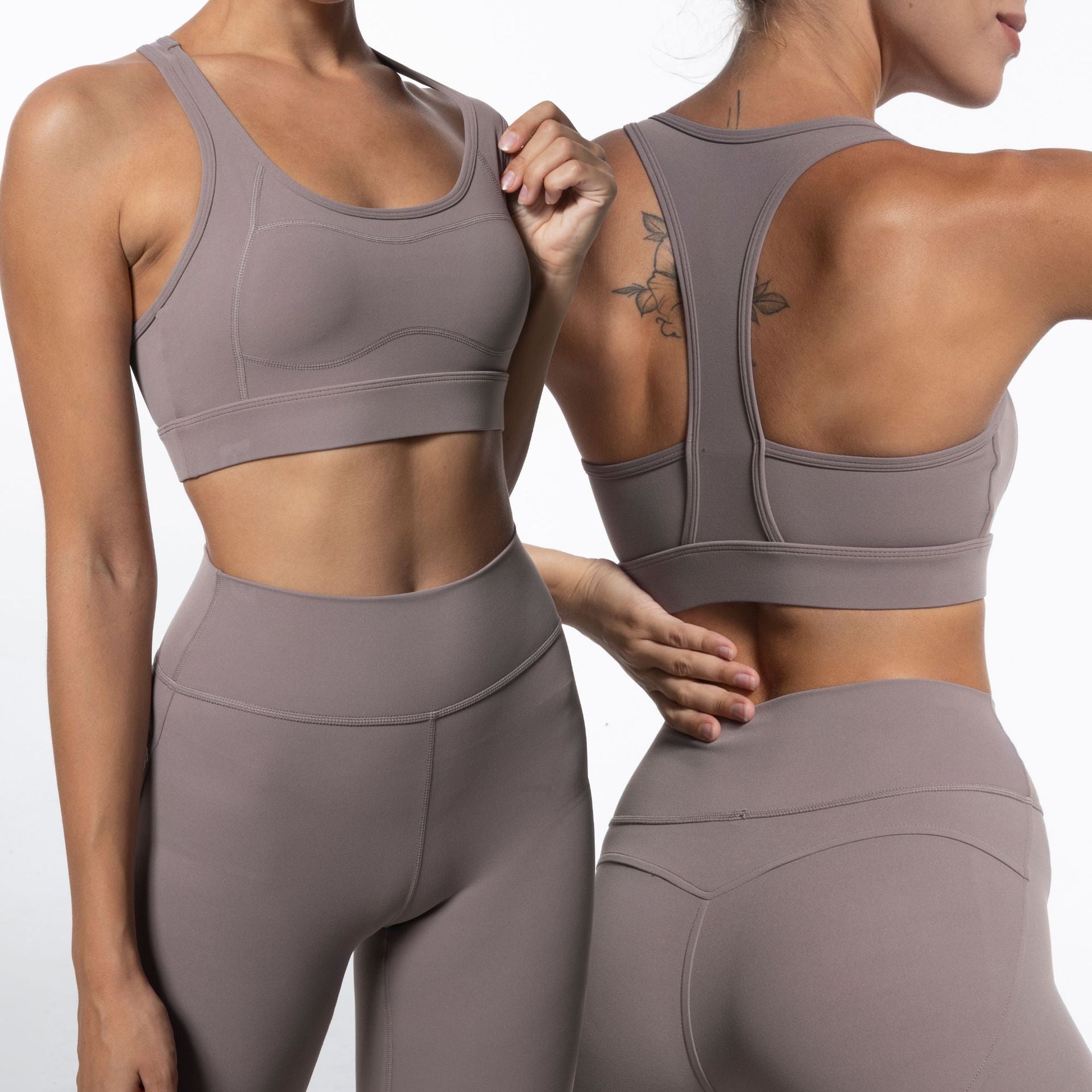 Women's Workout Outfit 2 Pieces Tracksuit- Yoga Leggings and Stretch Sports Bra Gym Clothes Set
