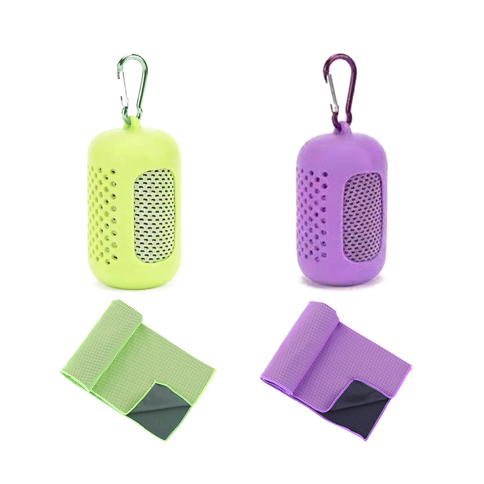 Cooling Towel 2 Pack,Sweat Towel for Athletes Cool Towels for Neck and Face Travel Camping Sports Towel Ice Towel for Instant Cooling Soft Breathable Chilly Towel (Orange&Purple, Microfiber)