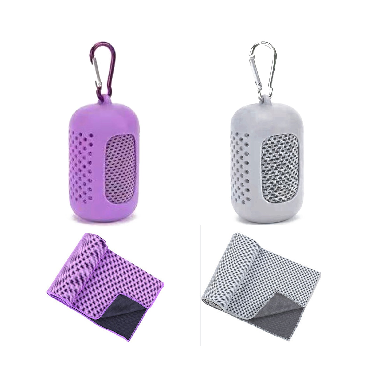 Cooling Towel 2 Pack,Sweat Towel for Athletes Cool Towels for Neck and Face Travel Camping Sports Towel Ice Towel for Instant Cooling Soft Breathable Chilly Towel (Orange&Purple, Microfiber)