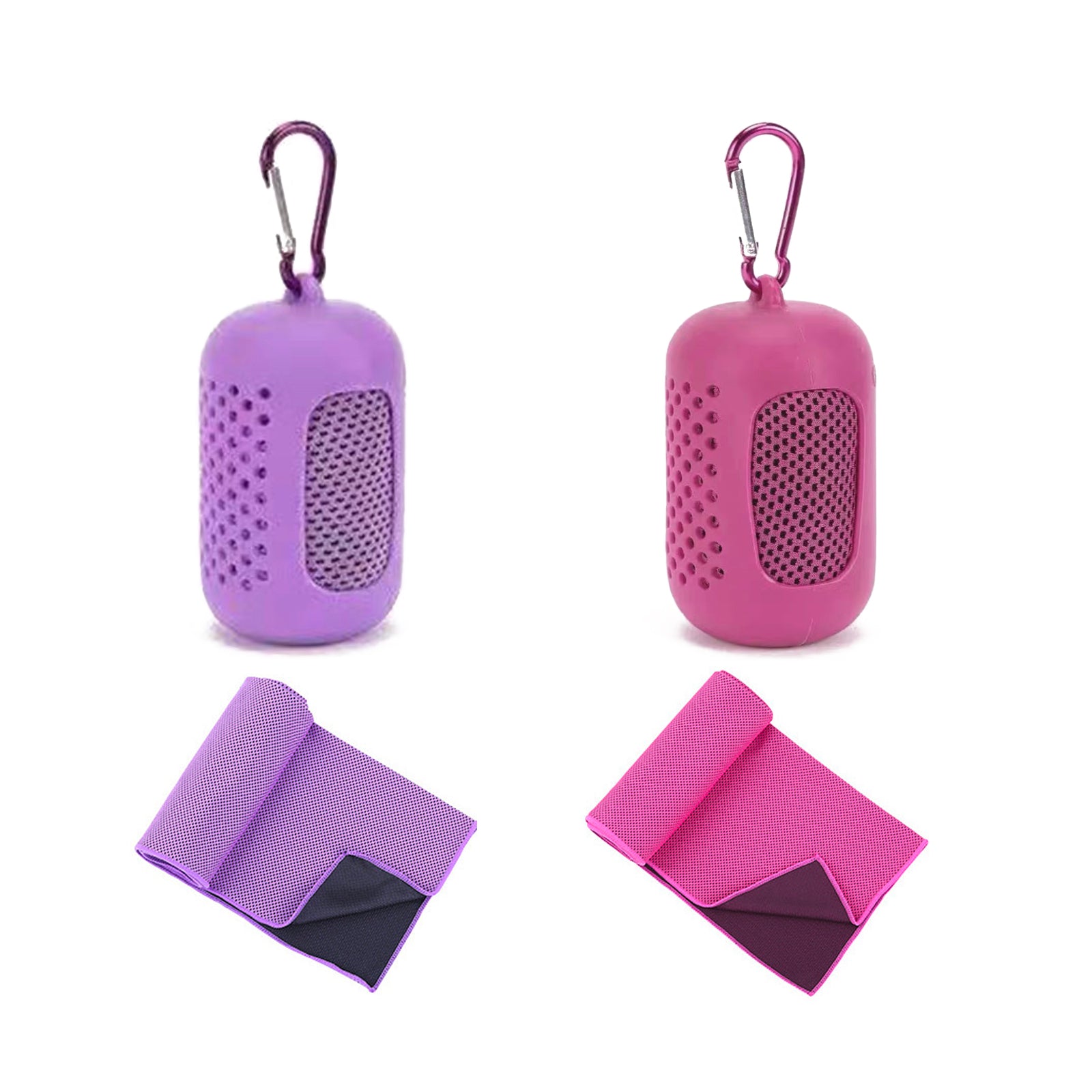 Cooling Towel 2 Pack,Sweat Towel for Athletes Cool Towels for Neck and Face Travel Camping Sports Towel Ice Towel for Instant Cooling Soft Breathable Chilly Towel (Orange&Purple, Microfiber)