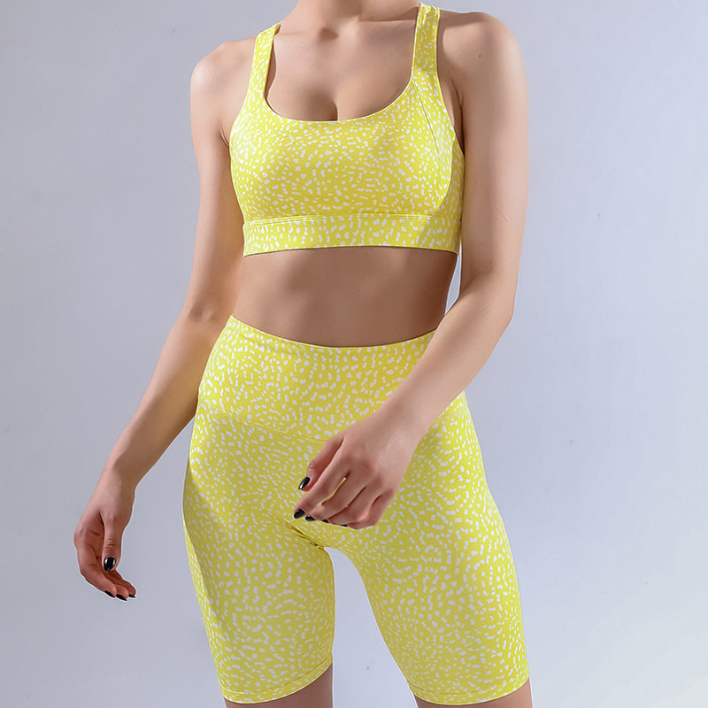 Seamless Workout Sets for Women's polka dots sport bra High Waist Running Shorts Gym 2 Piece Yoga Sets