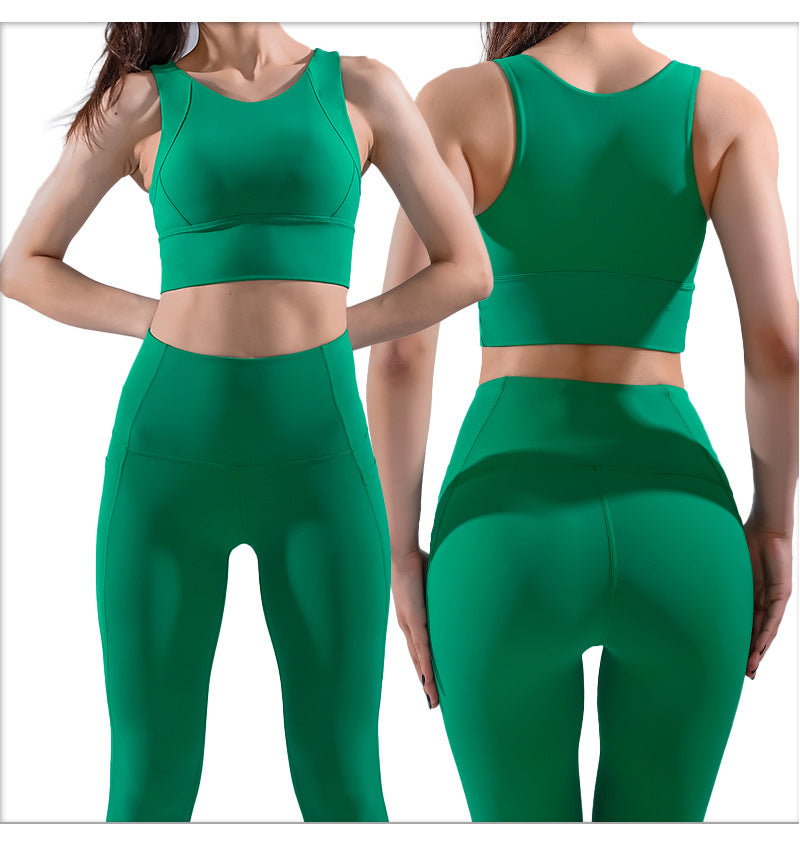 Women's Workout Outfit 2 pieces solid colours Set Crop Top High Waist Yoga Leggings Tracksuit Sweatsuit Sports Active