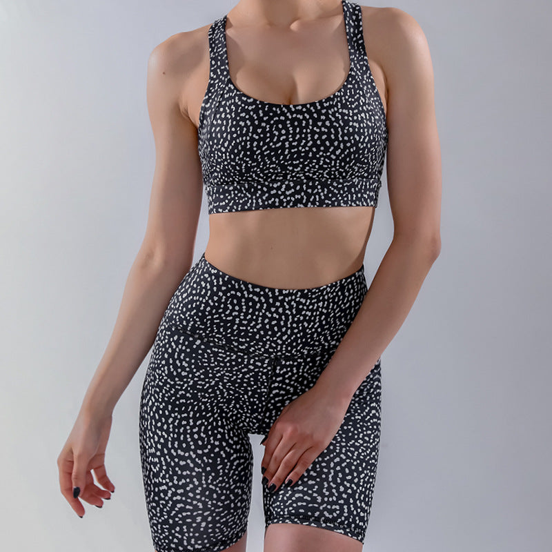 Seamless Workout Sets for Women's polka dots sport bra High Waist Running Shorts Gym 2 Piece Yoga Sets