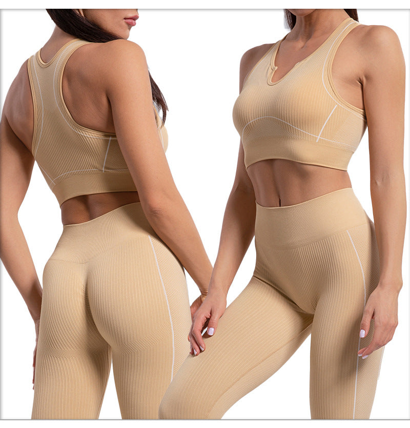 Workout Outfits for Women 2 Piece Ribbed Seamless Crop Tank High Waist Yoga Leggings Sets