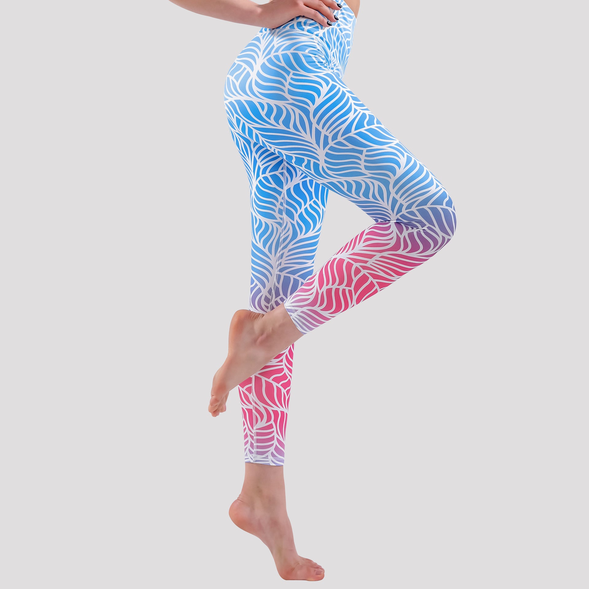 Women's High Waist Yoga Pants Scrunched Booty Leggings Workout Running Butt Enhance Textured Tights gradient color high waist ninth pants