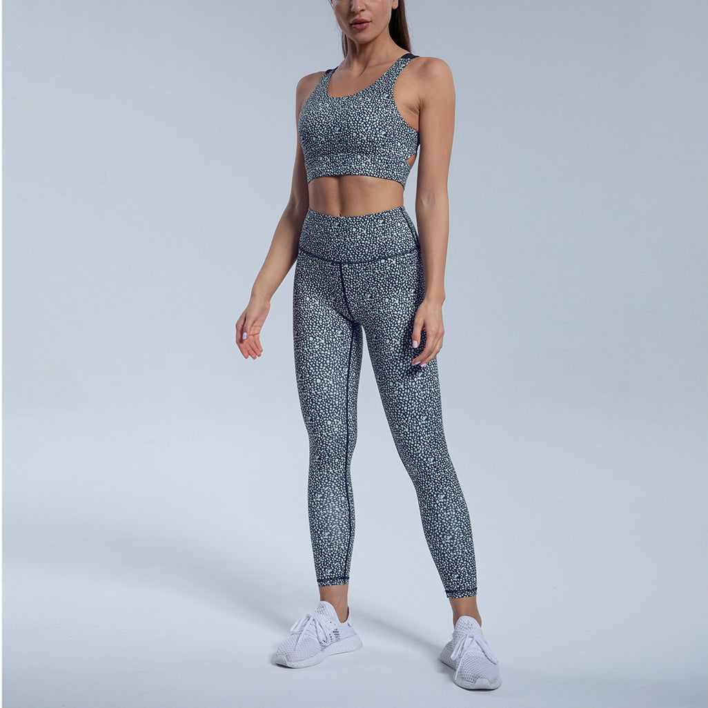 Women 2 Piece Workout Set Outfits Crop Top High Waist Yoga Leggings Pants Tracksuit Sweatsuit Sports Active